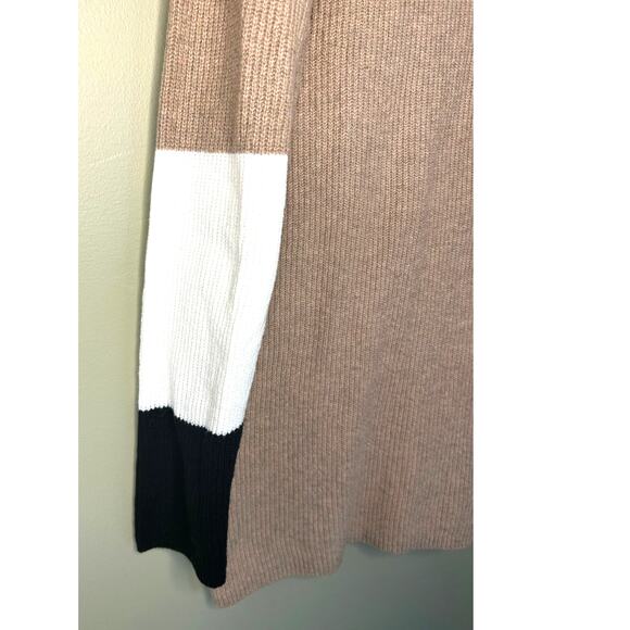 J. Jill Tan Cowlneck Sweater Tunic LS Cotton Blend Colorblock Size Medium Tall - Picture 7 of 8